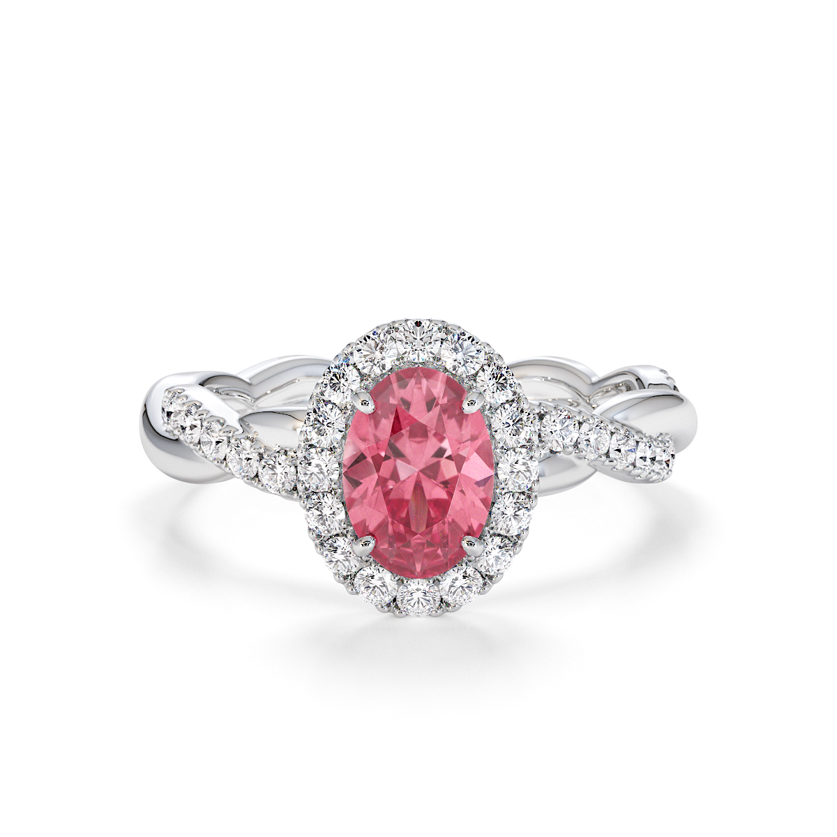 Gold / Platinum Pink Tourmaline and Diamond Engagement Ring RZ3456
