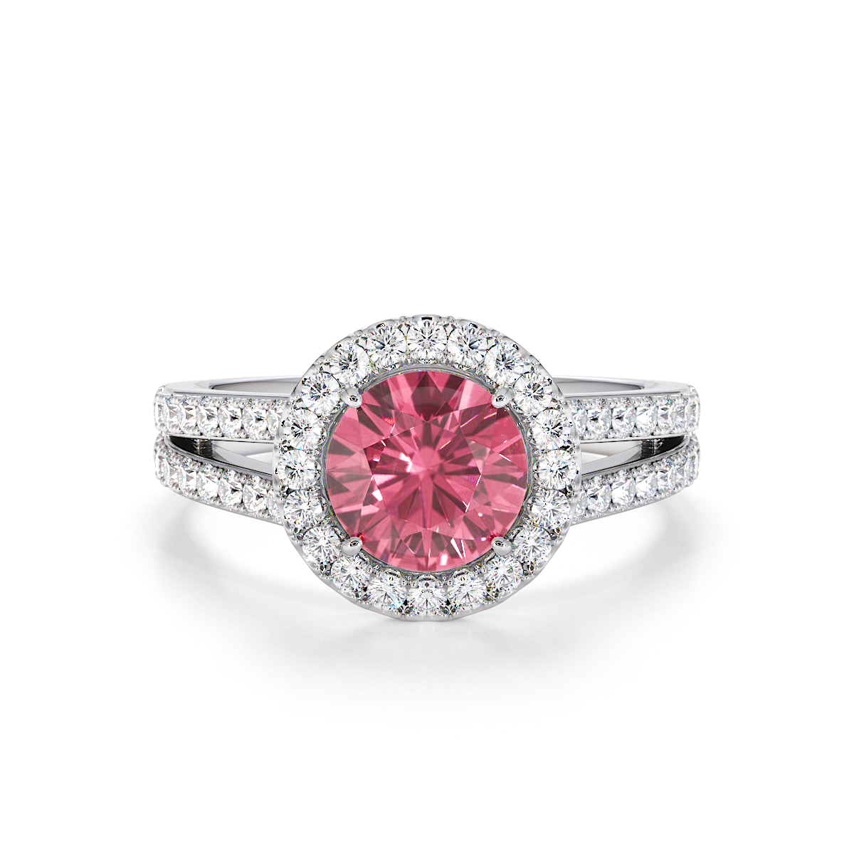 Gold / Platinum Pink Tourmaline and Diamond Engagement Ring RZ3460