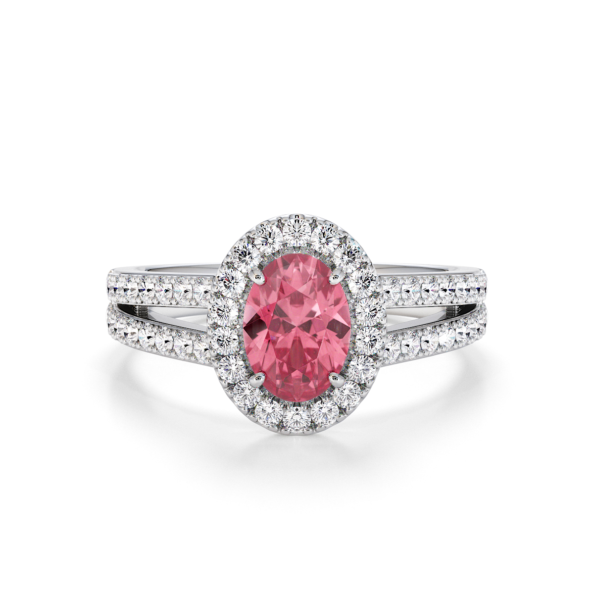 Gold / Platinum Pink Tourmaline and Diamond Engagement Ring RZ3461