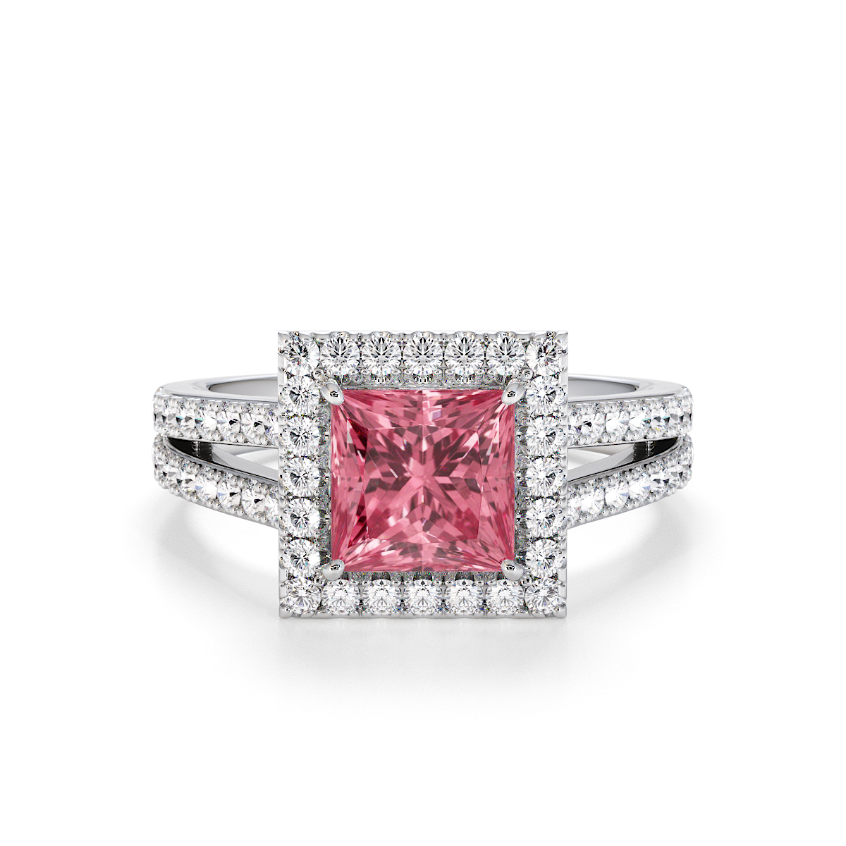 Gold / Platinum Pink Tourmaline and Diamond Engagement Ring RZ3462