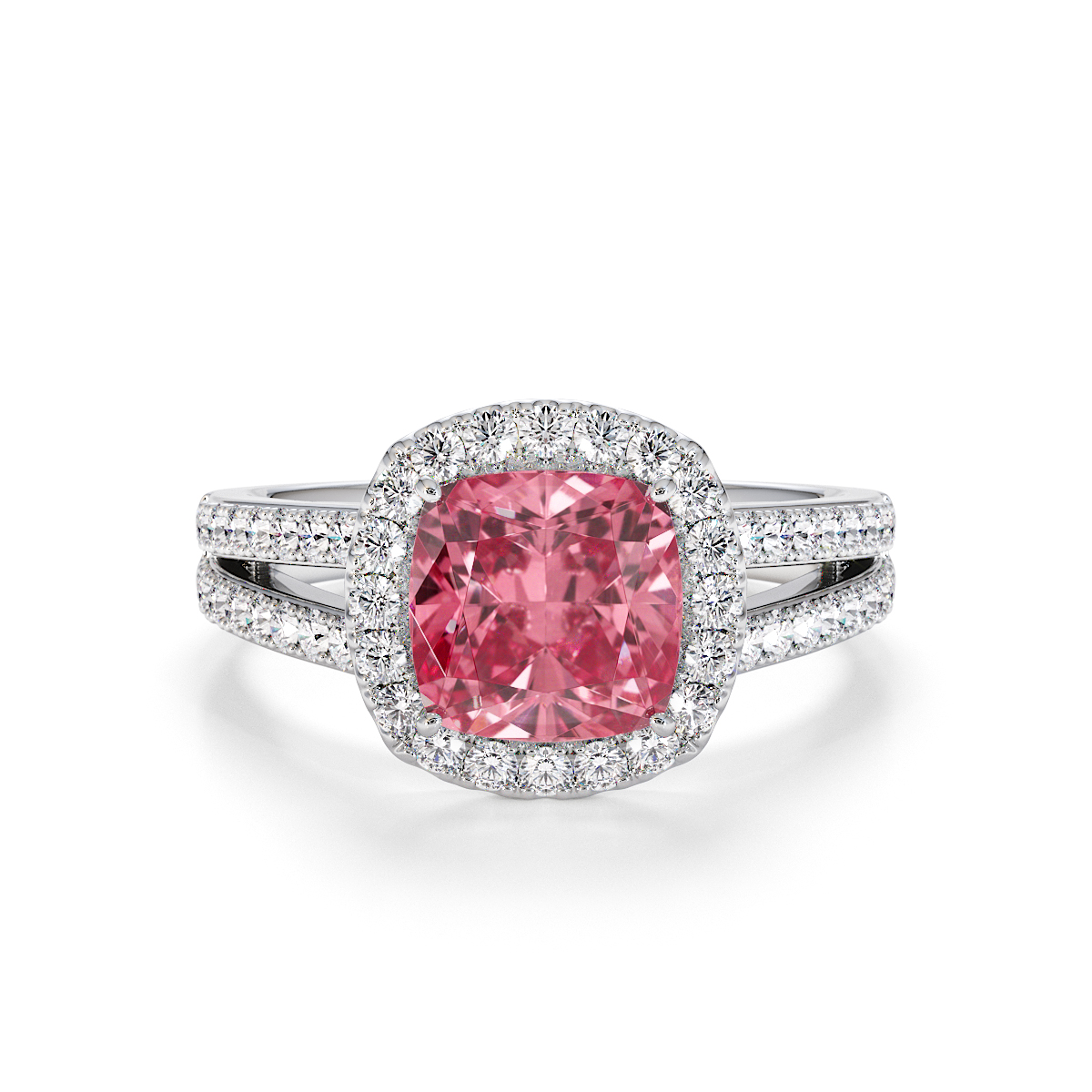 Gold / Platinum Pink Tourmaline and Diamond Engagement Ring RZ3464