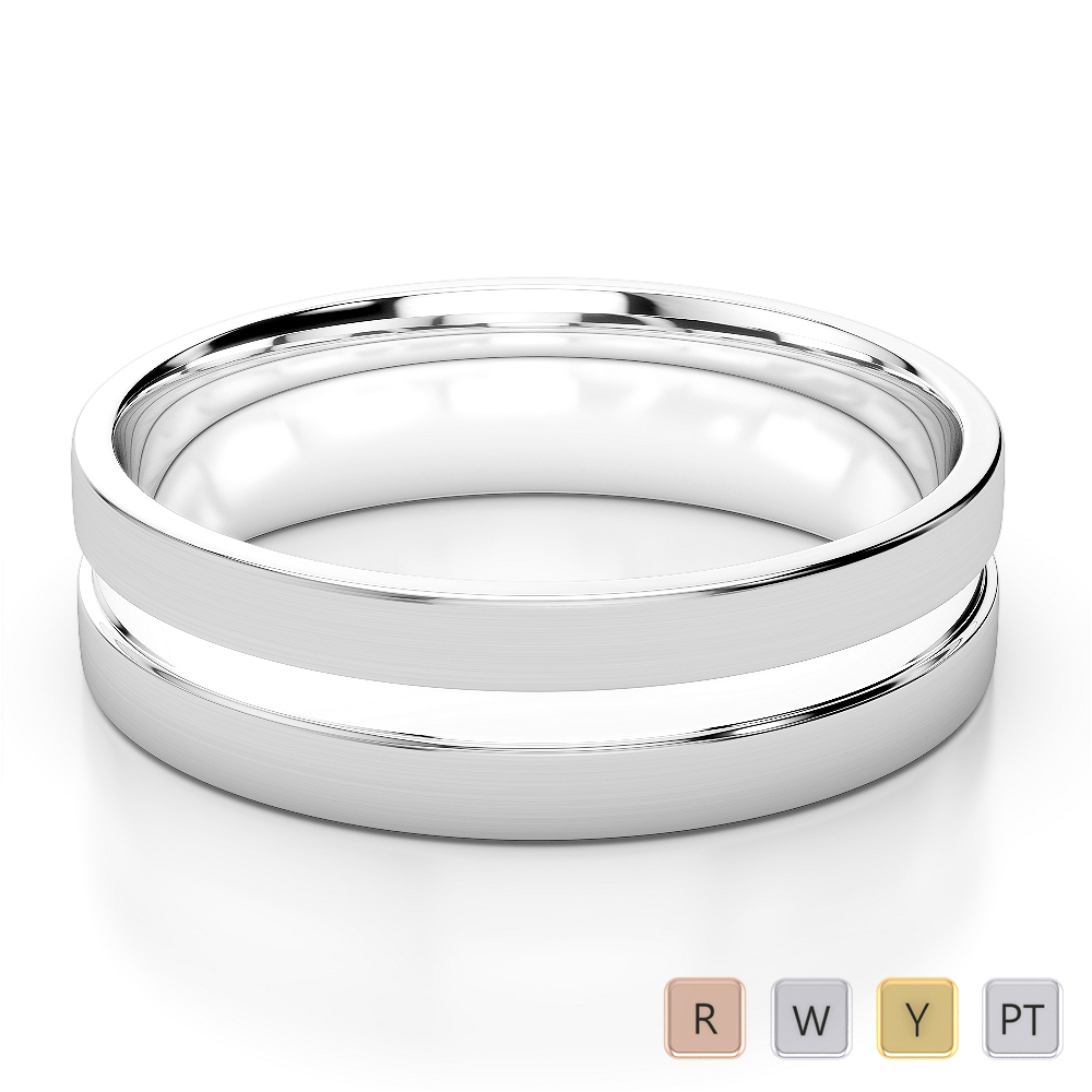 Gold / Platinum Mens Plain Band 5mm AGDR-1225
