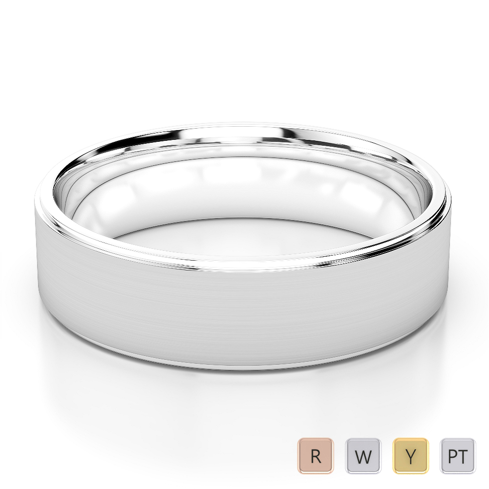 Gold / Platinum Mens Plain Band 5mm AGDR-1226