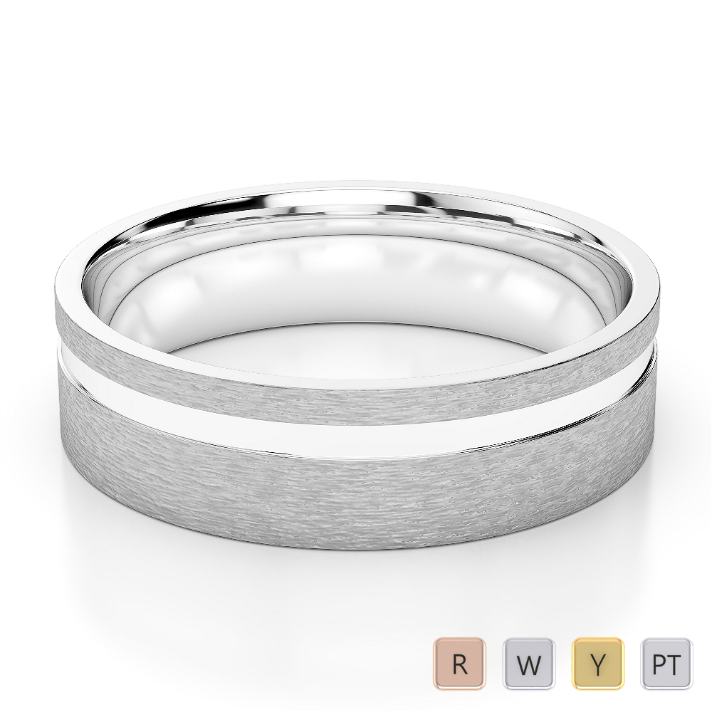 Gold / Platinum Mens Plain Band 5mm AGDR-1228