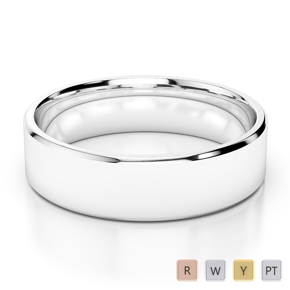 Gold / Platinum Mens Plain Band 5mm AGDR-1229