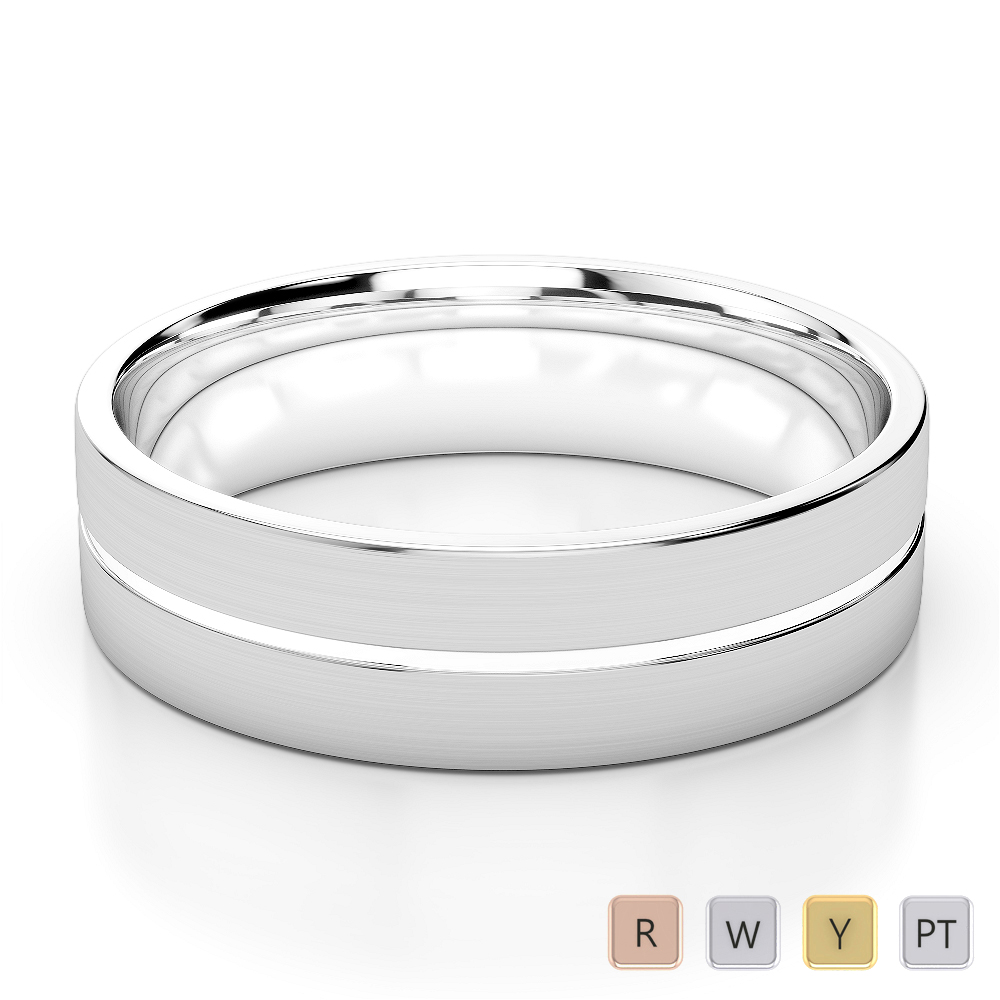 Gold / Platinum Mens Plain Band 5mm AGDR-1231