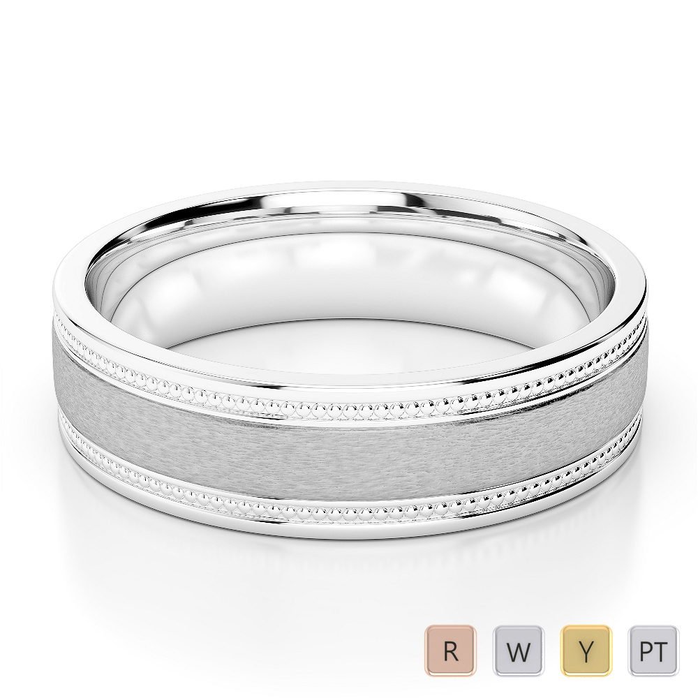Gold / Platinum Mens Plain Band 5mm AGDR-1237
