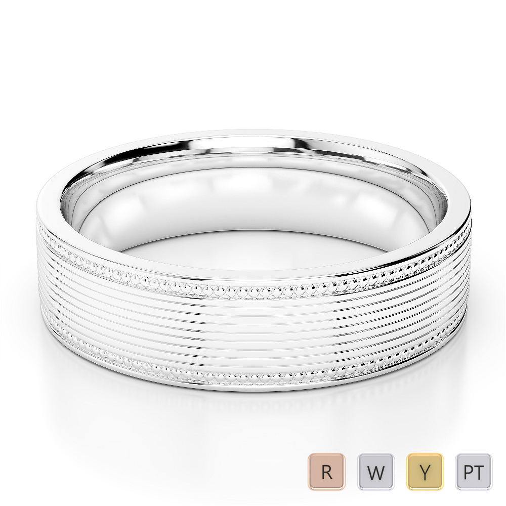 Gold / Platinum Mens Plain Band 5mm AGDR-1238