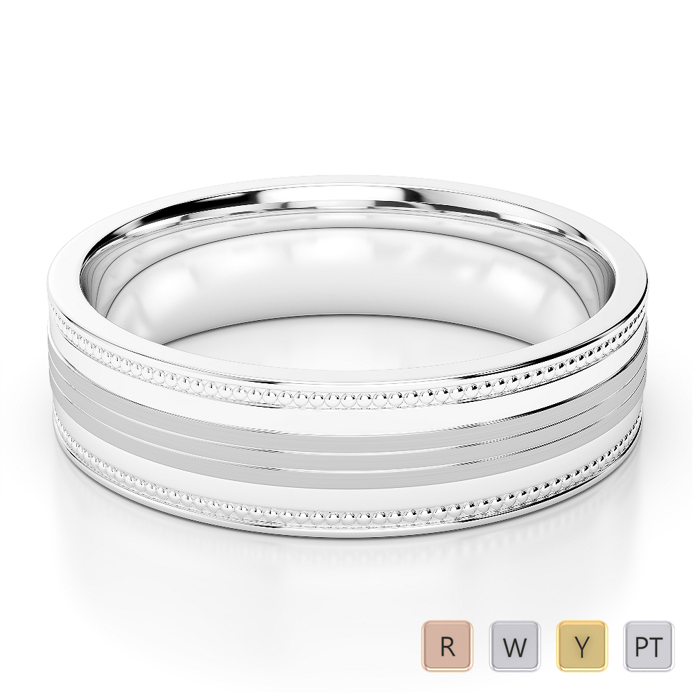 Gold / Platinum Mens Plain Band 5mm AGDR-1240