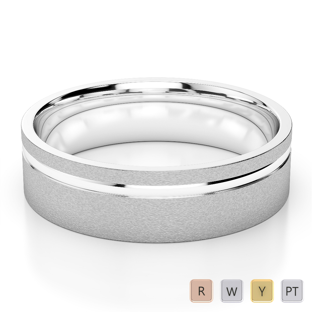 Gold / Platinum Mens Plain Band 5mm AGDR-1241