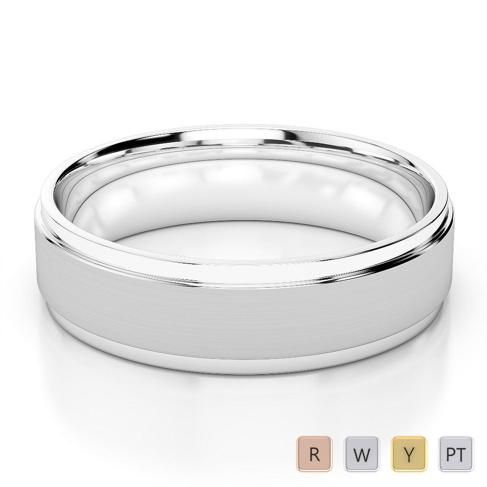Gold / Platinum Mens Plain Band 5mm AGDR-1242
