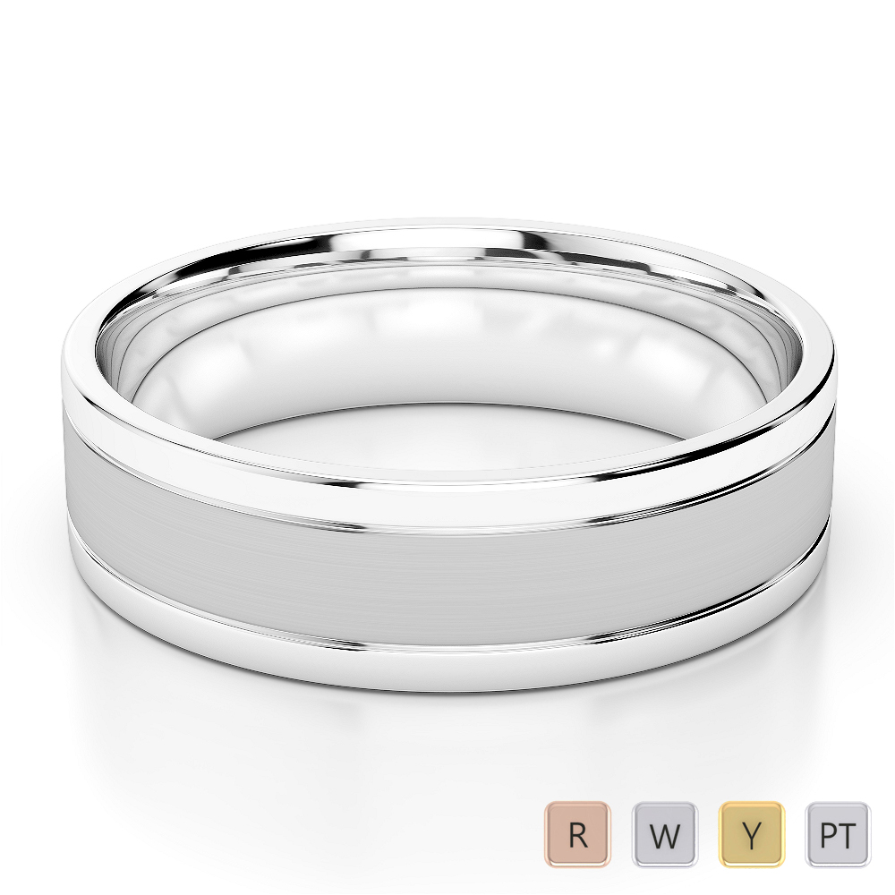 Gold / Platinum Mens Plain Band 5mm AGDR-1243
