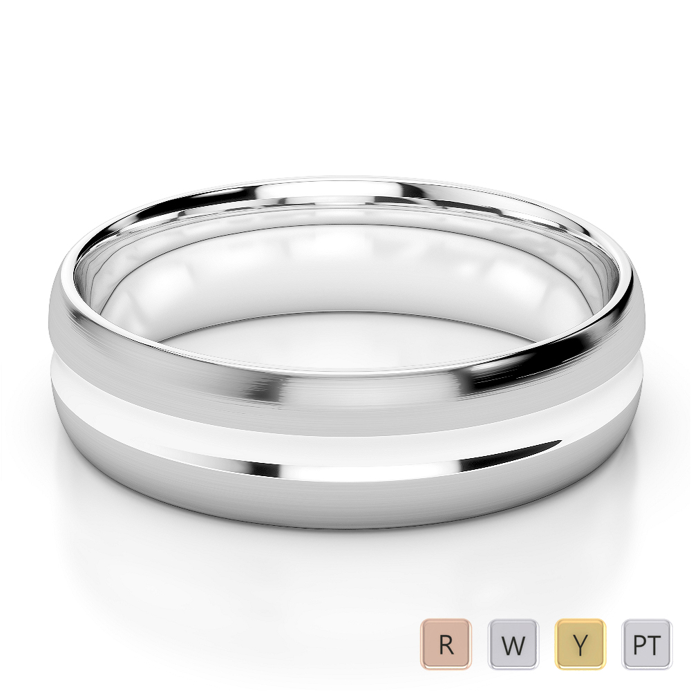 Gold / Platinum Mens Plain Band 5mm AGDR-1244