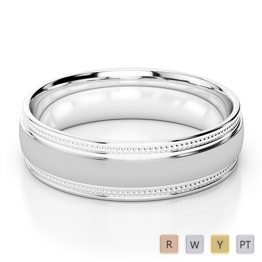 Gold / Platinum Mens Plain Band 5mm AGDR-1246