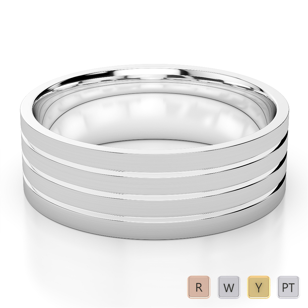 Gold / Platinum Mens Plain Band 6mm AGDR-1252