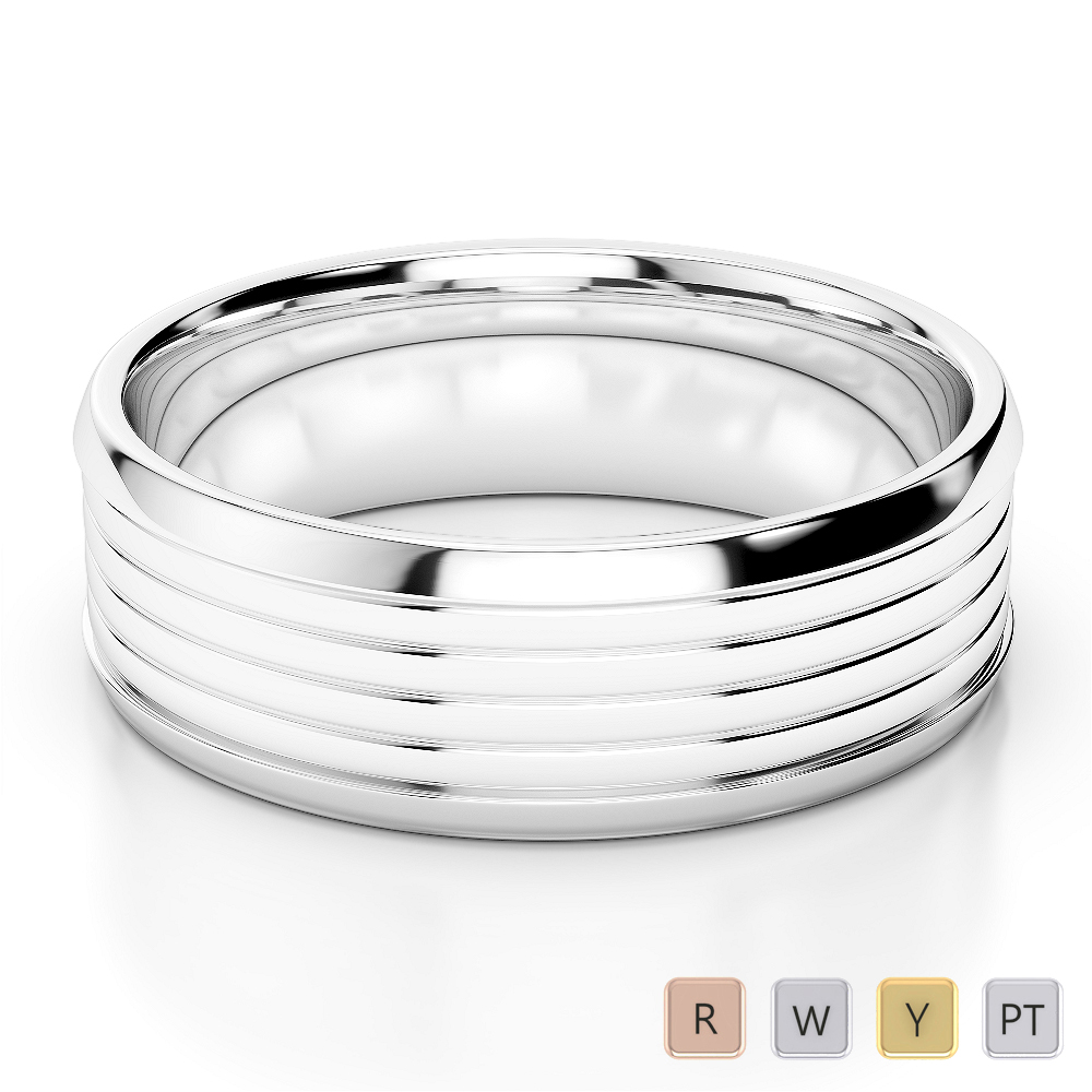 Gold / Platinum Mens Plain Band 6mm AGDR-1253