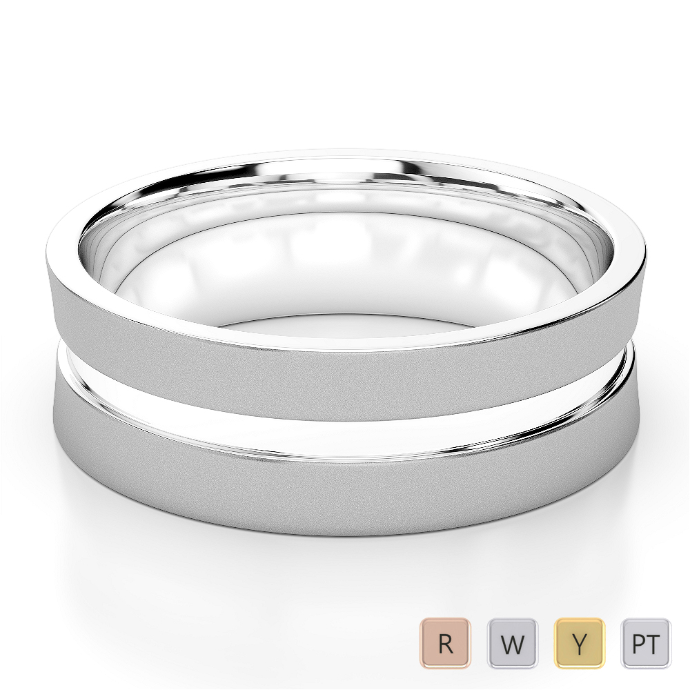 Gold / Platinum Mens Plain Band 6mm AGDR-1254