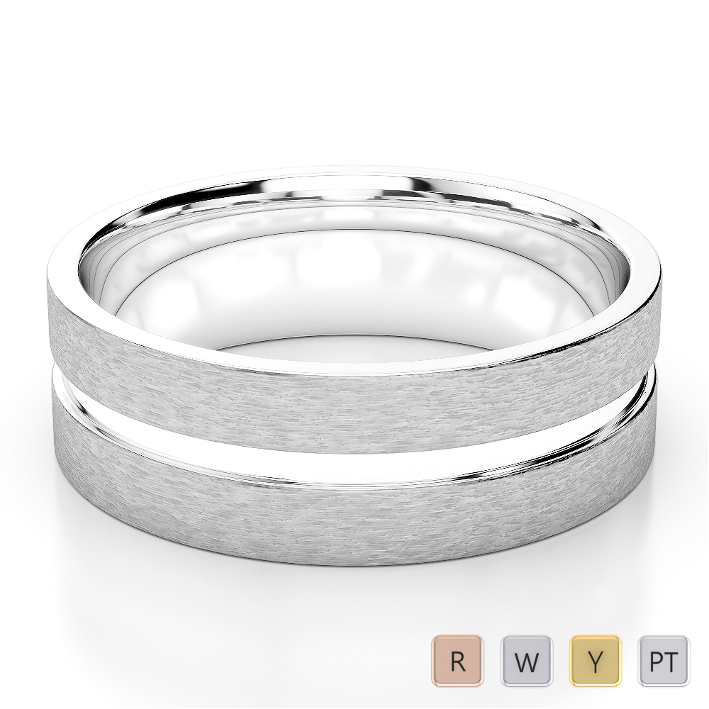 Gold / Platinum Mens Plain Band 6mm AGDR-1255