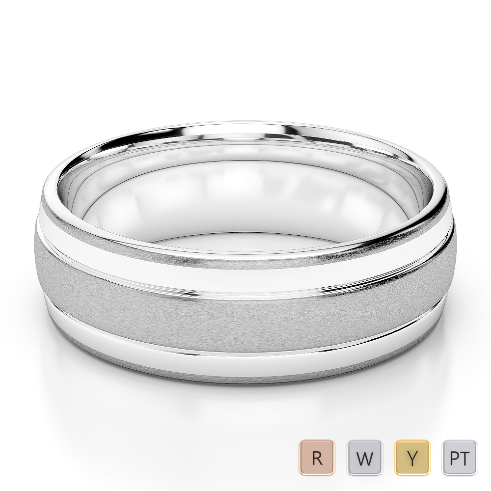 Gold / Platinum Mens Plain Band 6mm AGDR-1256