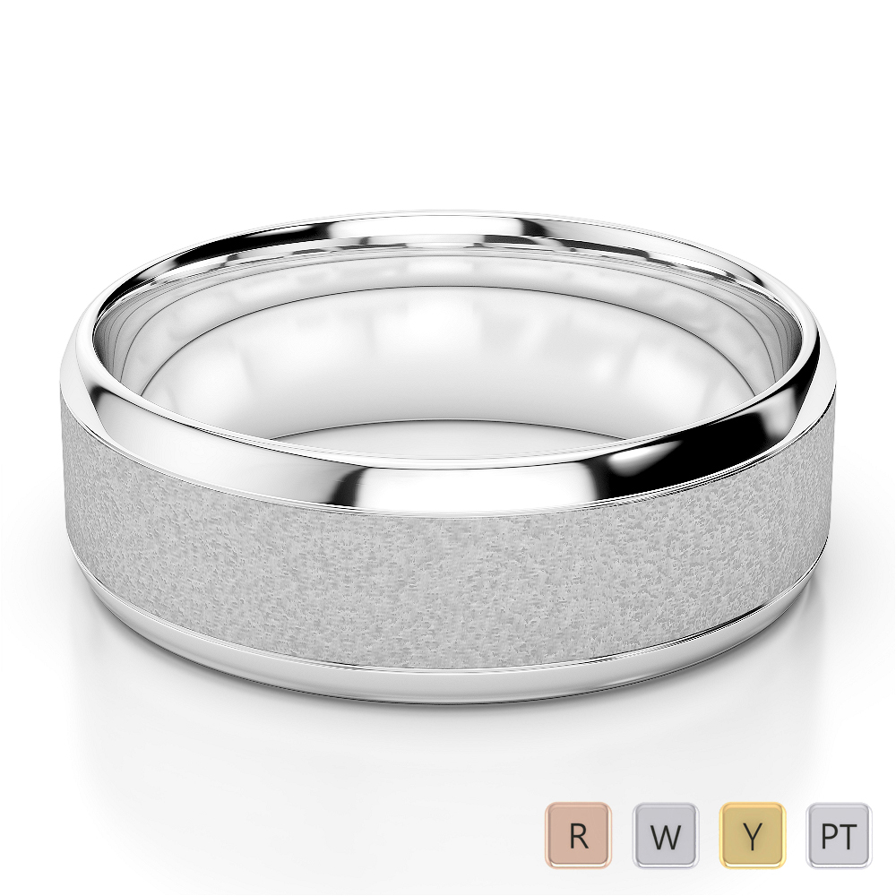 Gold / Platinum Mens Plain Band 6mm AGDR-1257