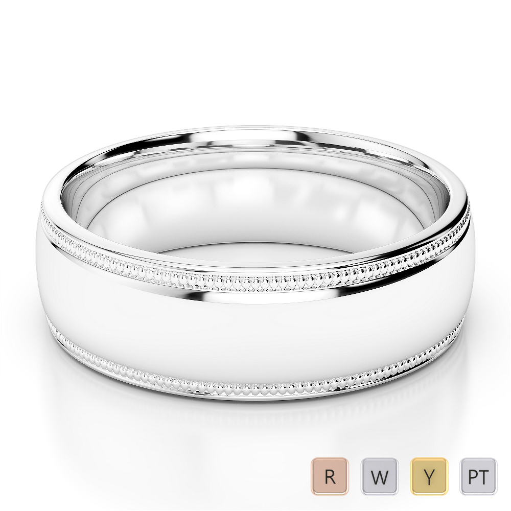 Gold / Platinum Mens Plain Band 6mm AGDR-1258
