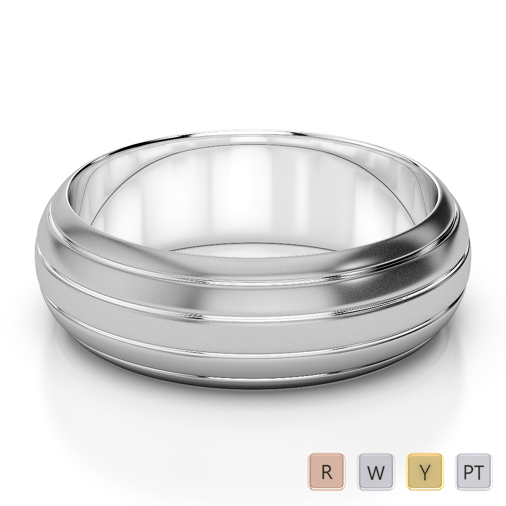 Gold / Platinum Mens Plain Band 6mm AGDR-1259