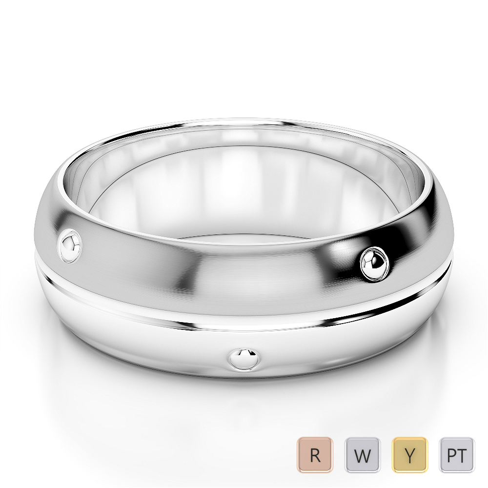 Gold / Platinum Mens Plain Band 6mm AGDR-1261