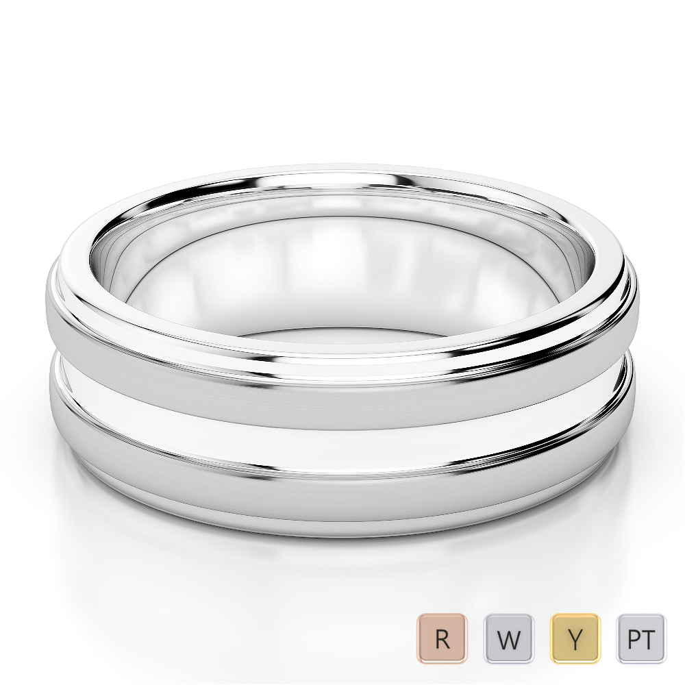 Gold / Platinum Mens Plain Band 6mm AGDR-1262