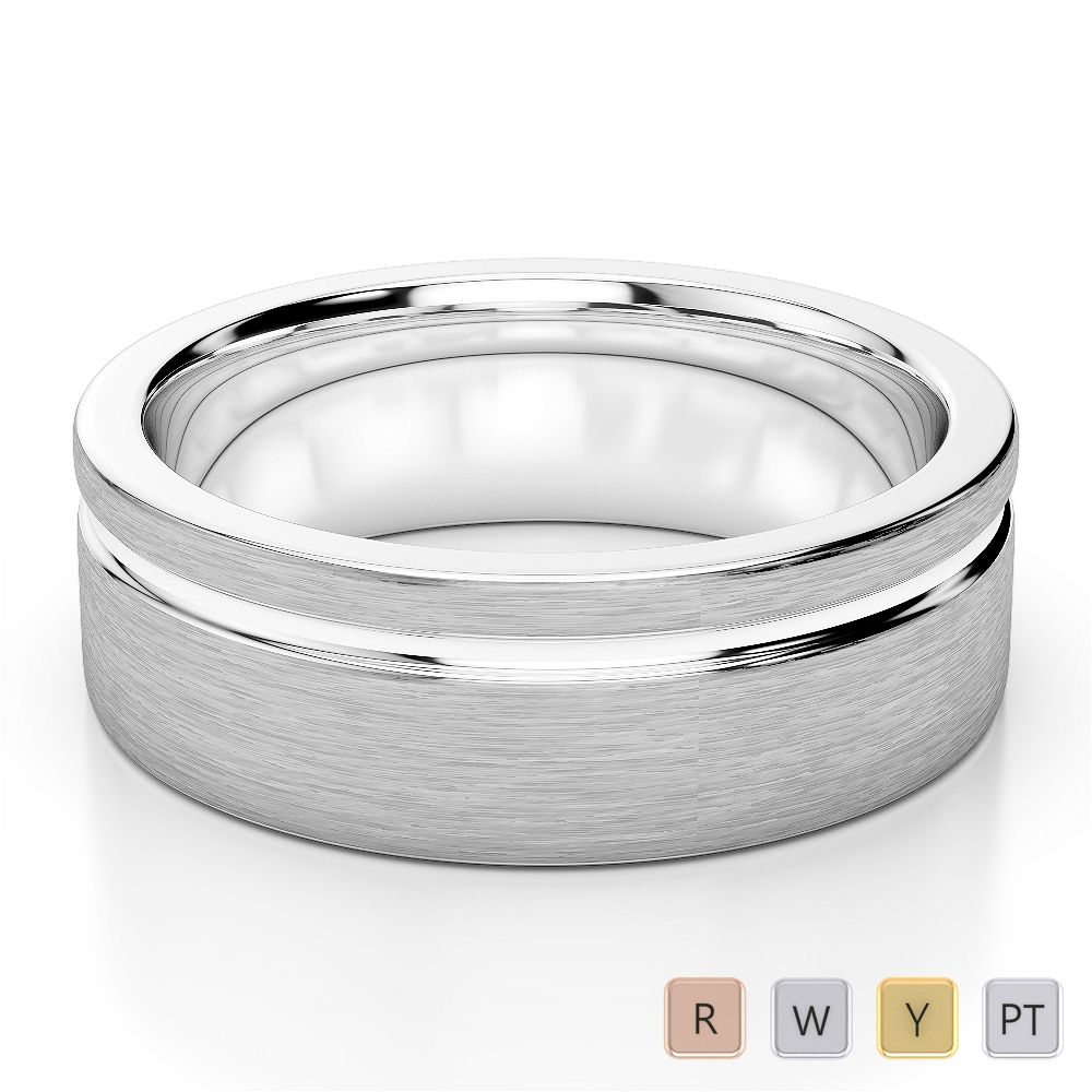 Gold / Platinum Mens Plain Band 6mm AGDR-1263