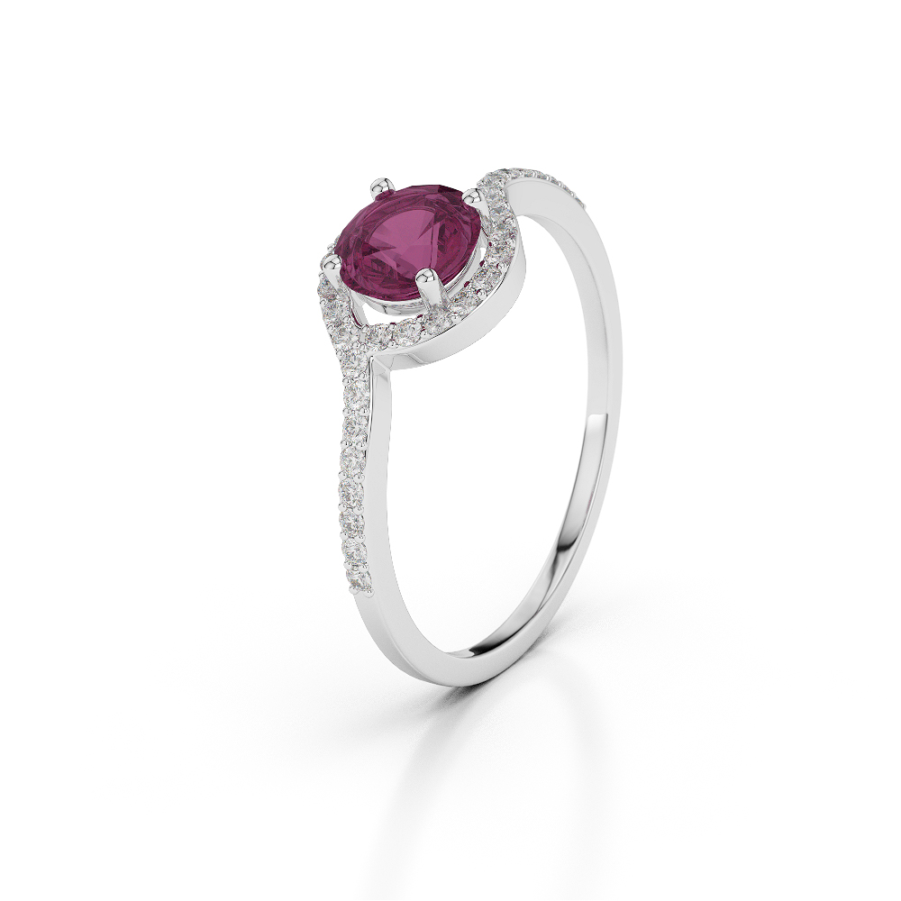 Gold / Platinum Round Shape Ruby and Diamond Ring AGDR-1076