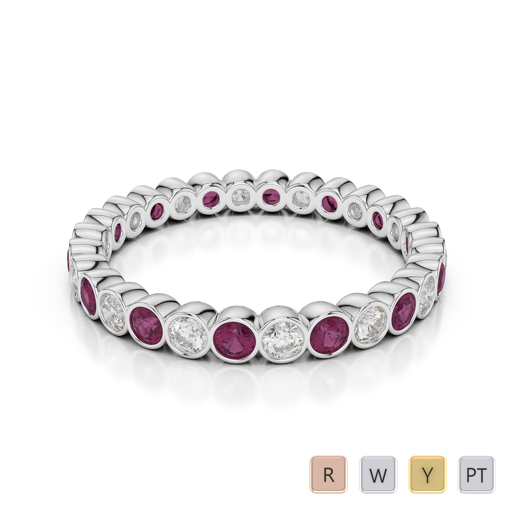 2.5 MM Gold / Platinum Round Cut Ruby and Diamond Full Eternity Ring AGDR-1099