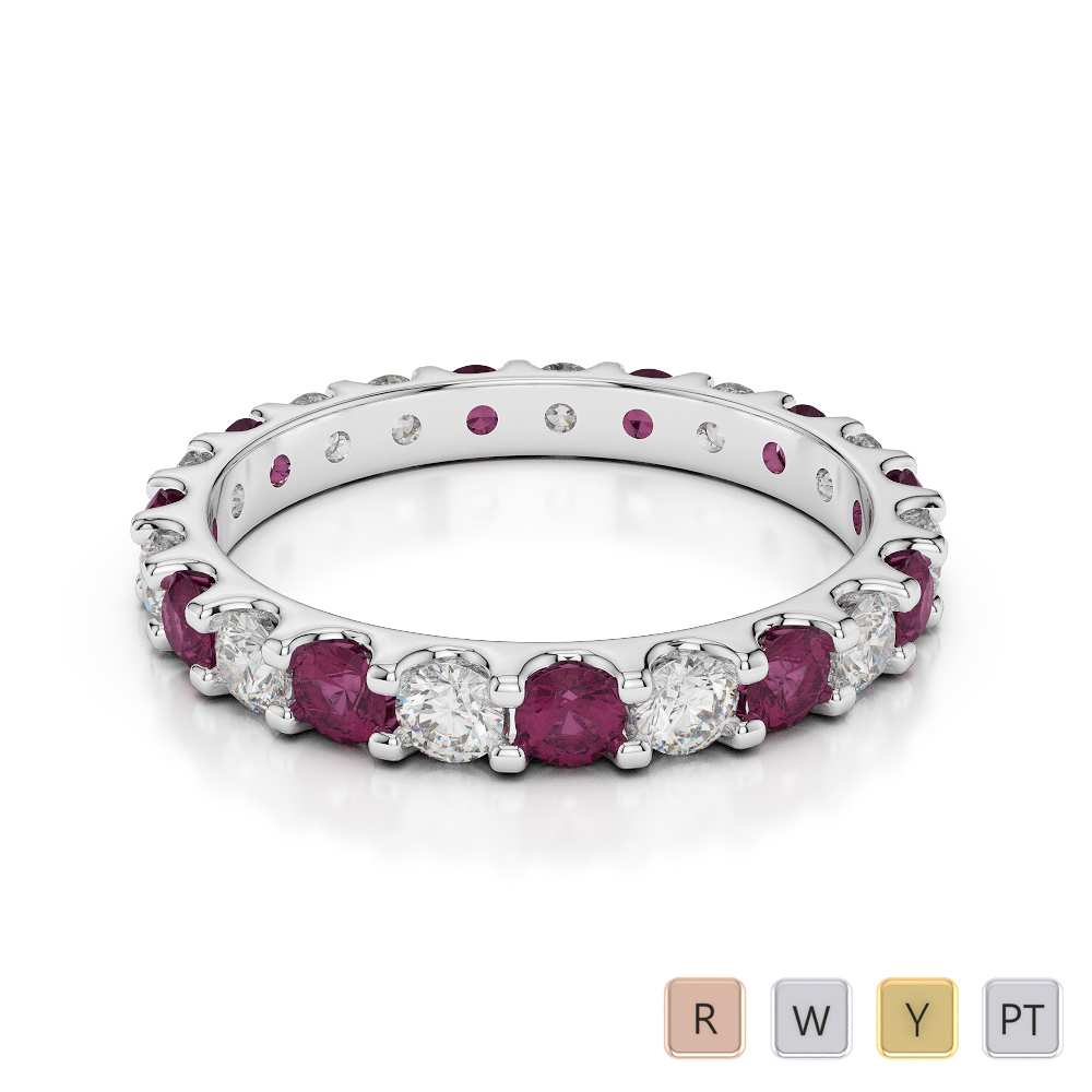 2.5 MM Gold / Platinum Round Cut Ruby and Diamond Full Eternity Ring AGDR-1105