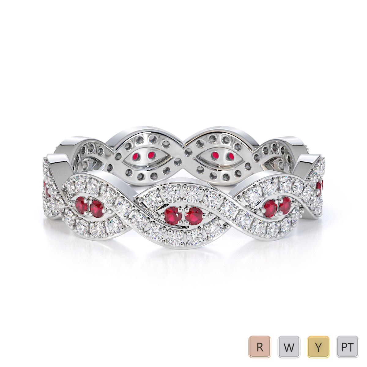 Gold / Platinum Ruby and Diamond Full Eternity Ring RZ1498