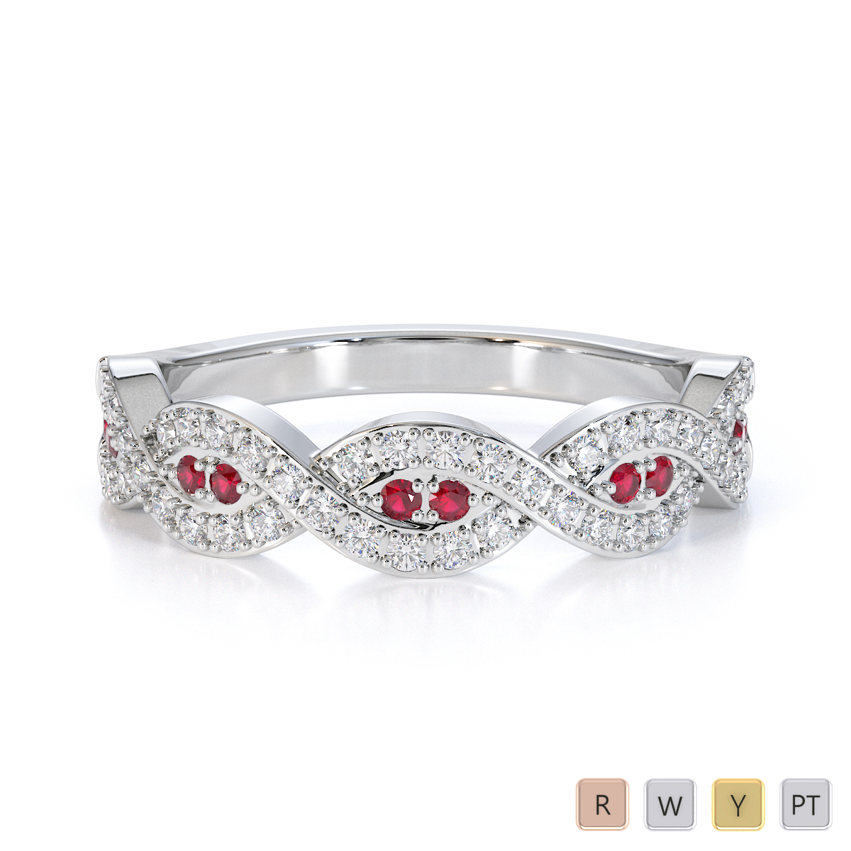 Gold / Platinum Ruby and Diamond Half Eternity Ring RZ1499