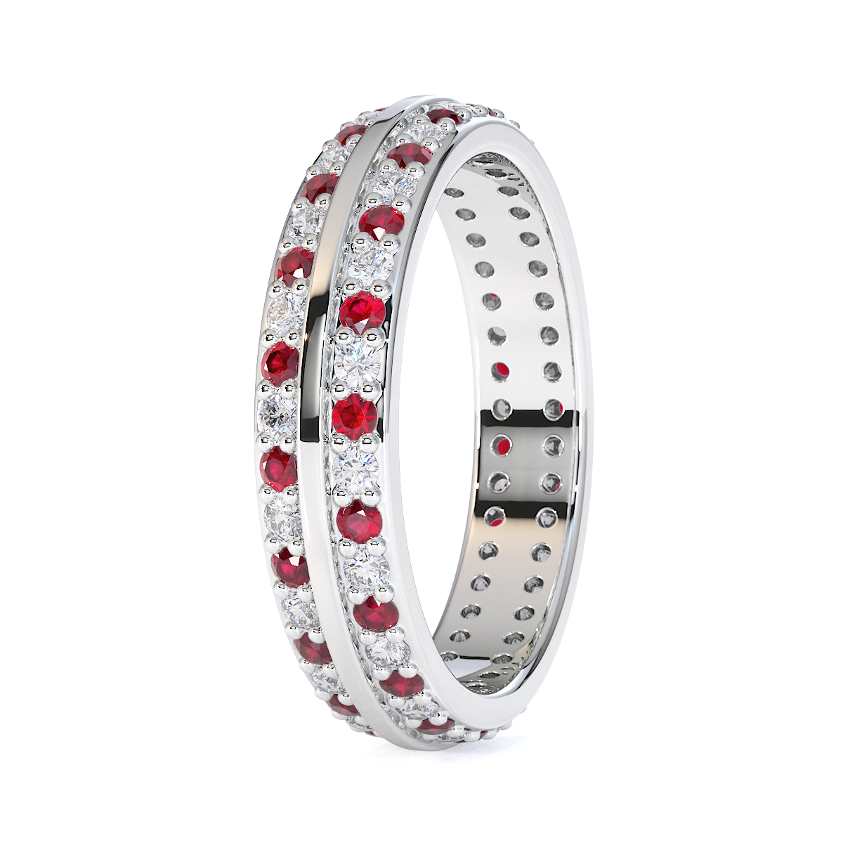 Gold / Platinum Ruby and Diamond Full Eternity Ring RZ1504
