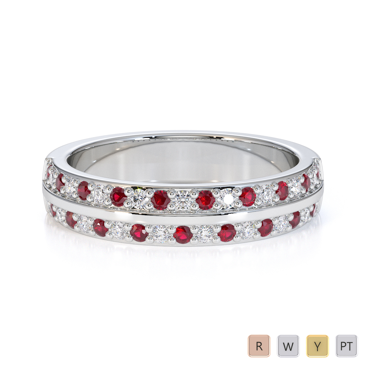 Gold / Platinum Ruby and Diamond Half Eternity Ring RZ1505