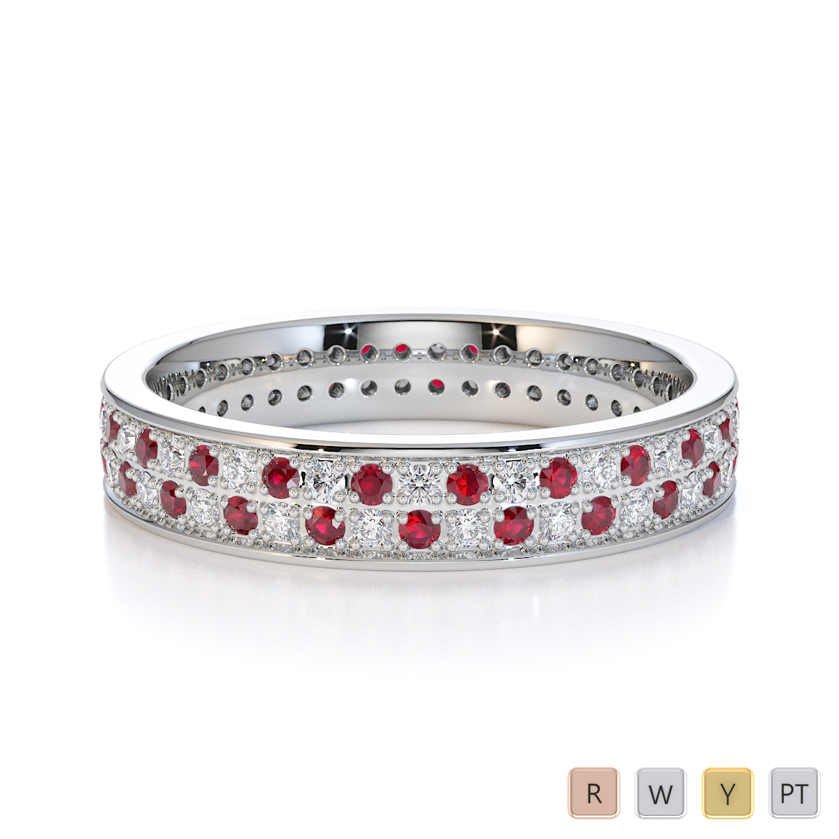 Gold / Platinum Ruby and Diamond Full Eternity Ring RZ1506