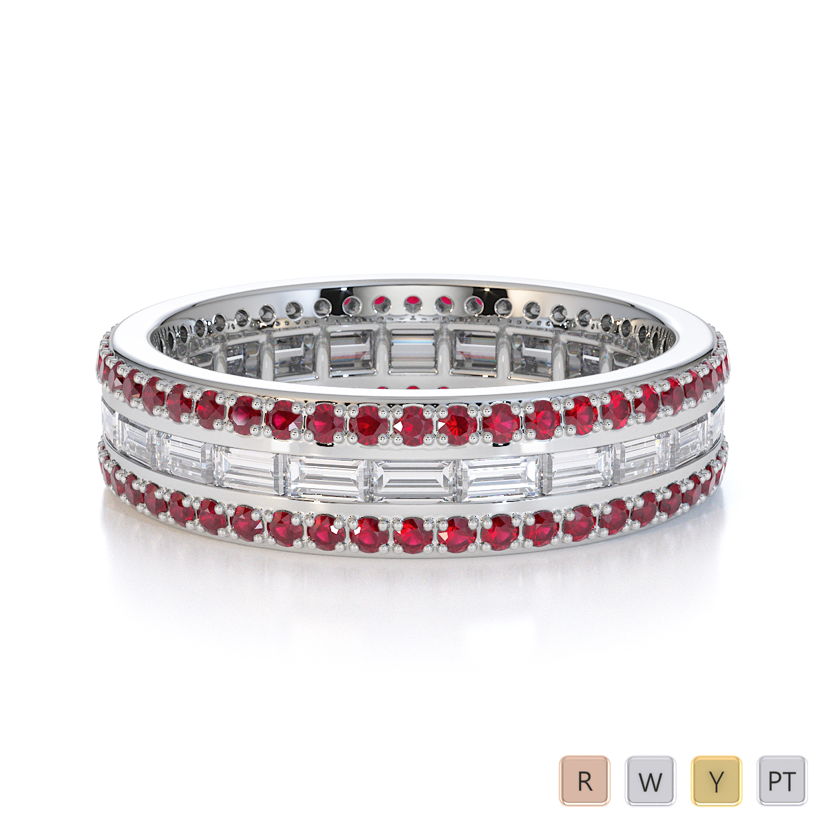 Gold / Platinum Ruby and Diamond Full Eternity Ring RZ1508