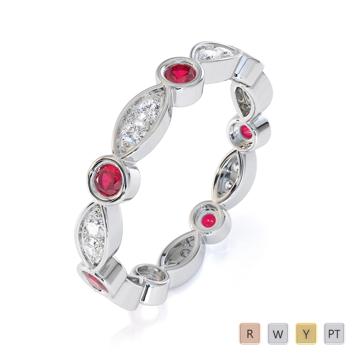 Gold / Platinum Ruby and Diamond Full Eternity Ring RZ1510