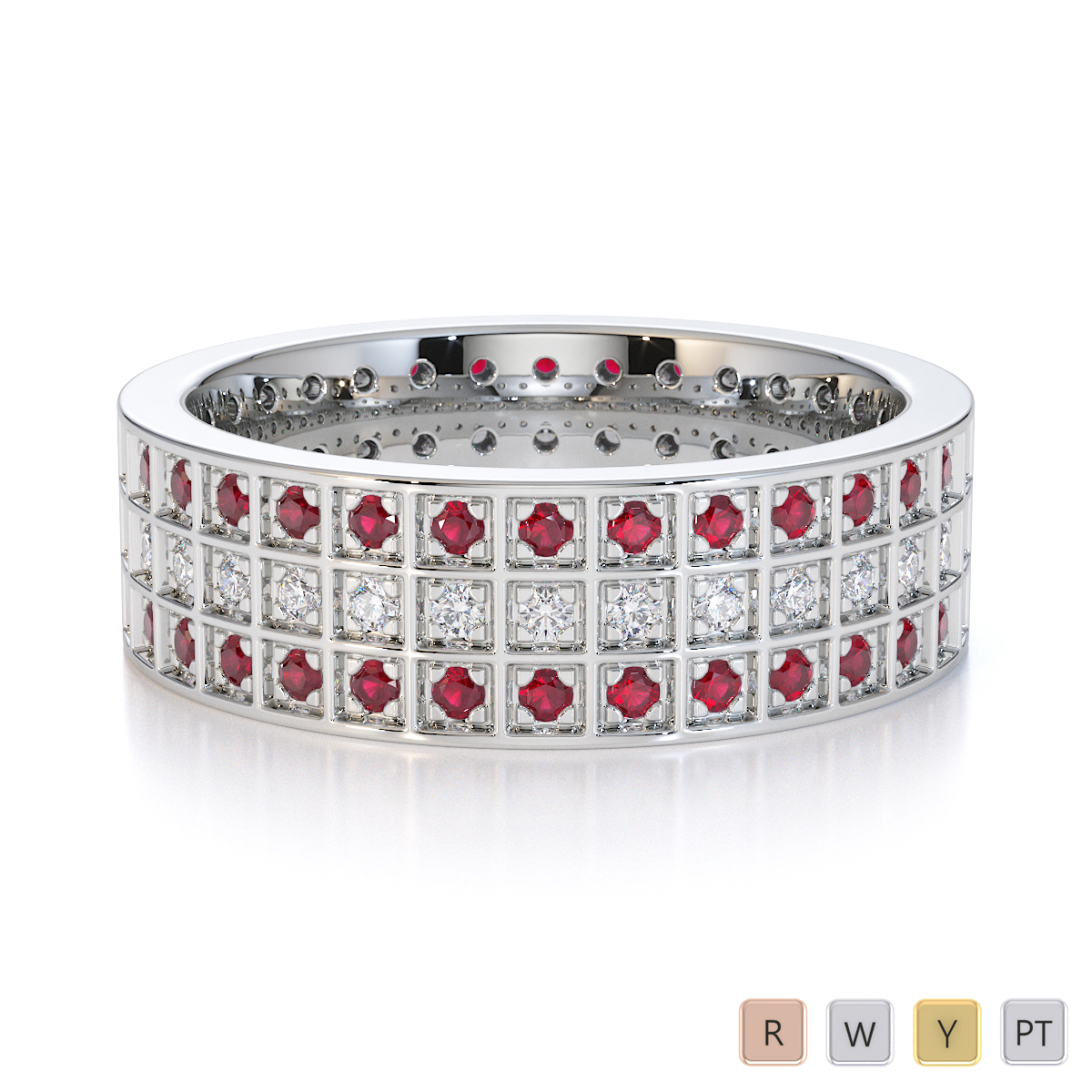 Gold / Platinum Ruby and Diamond Full Eternity Ring RZ1512