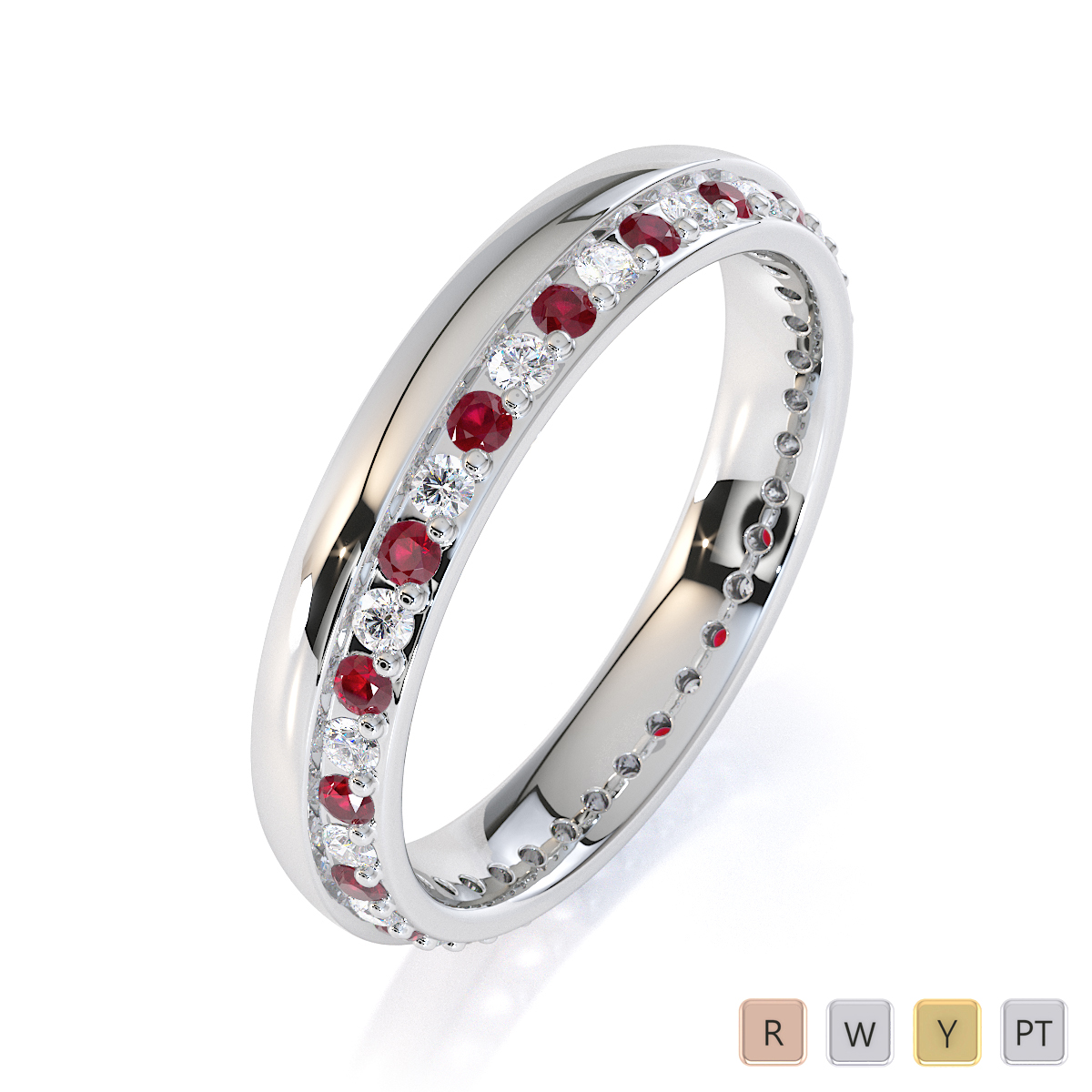 Gold / Platinum Ruby and Diamond Full Eternity Ring RZ1516