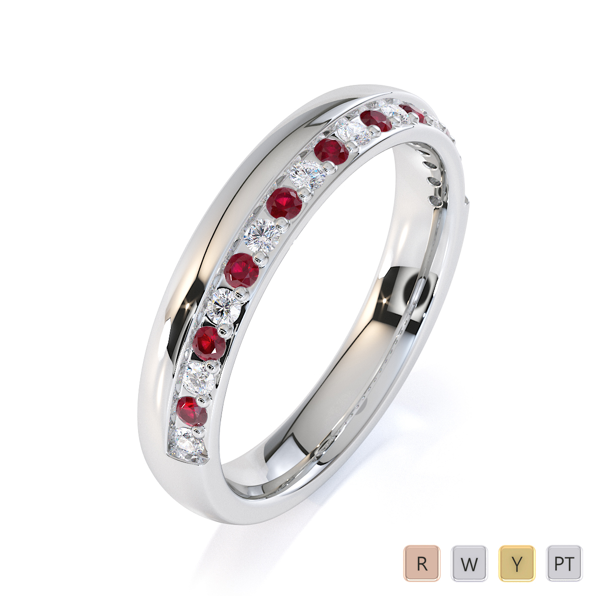 Gold / Platinum Ruby and Diamond Half Eternity Ring RZ1517