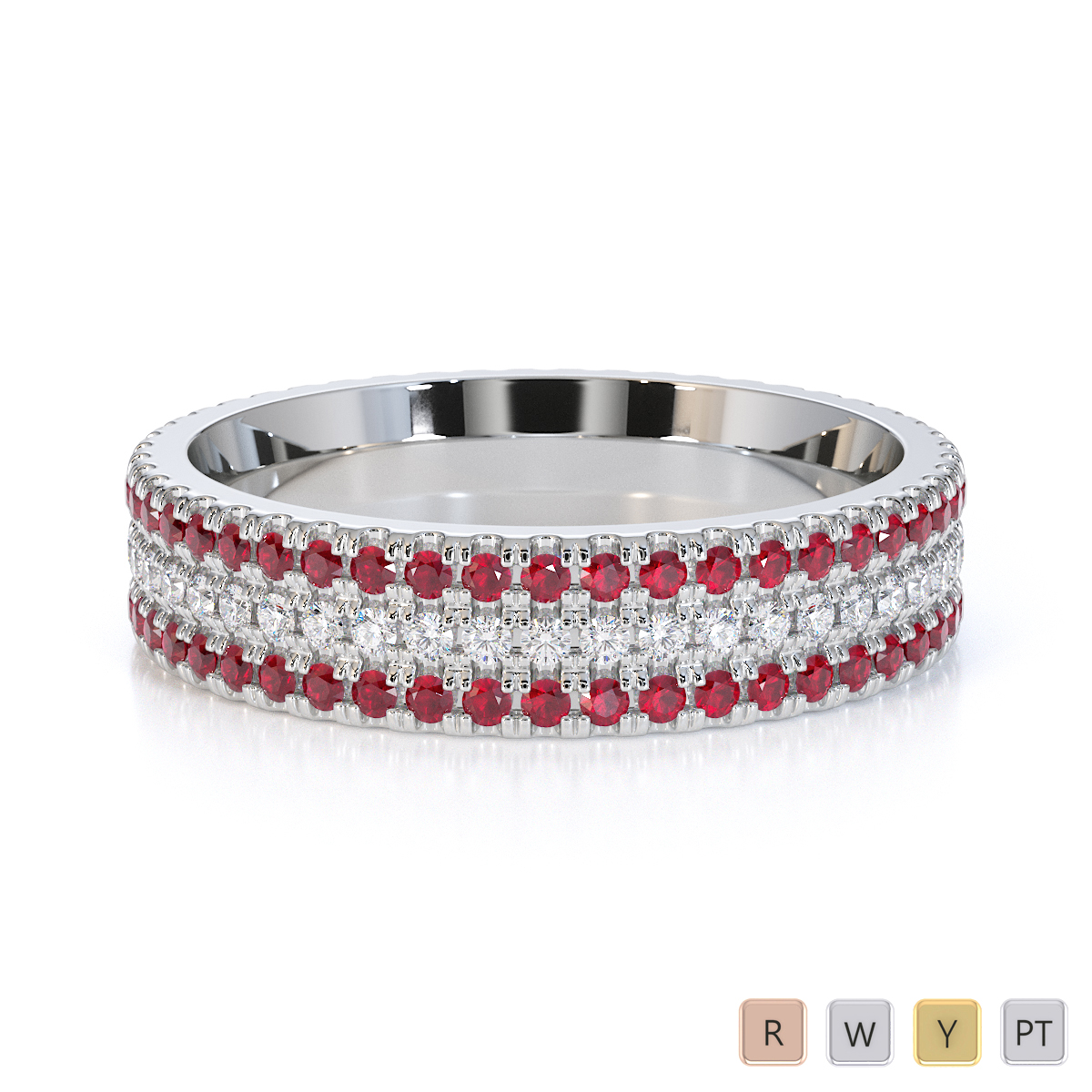 Gold / Platinum Ruby and Diamond Full Eternity Ring RZ1518