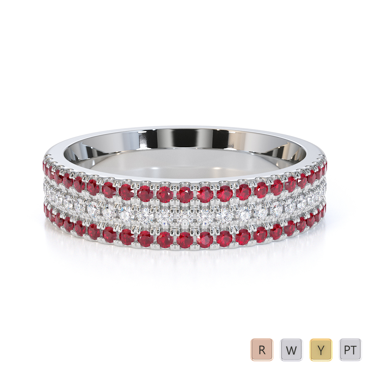 Gold / Platinum Ruby and Diamond Half Eternity Ring RZ1519