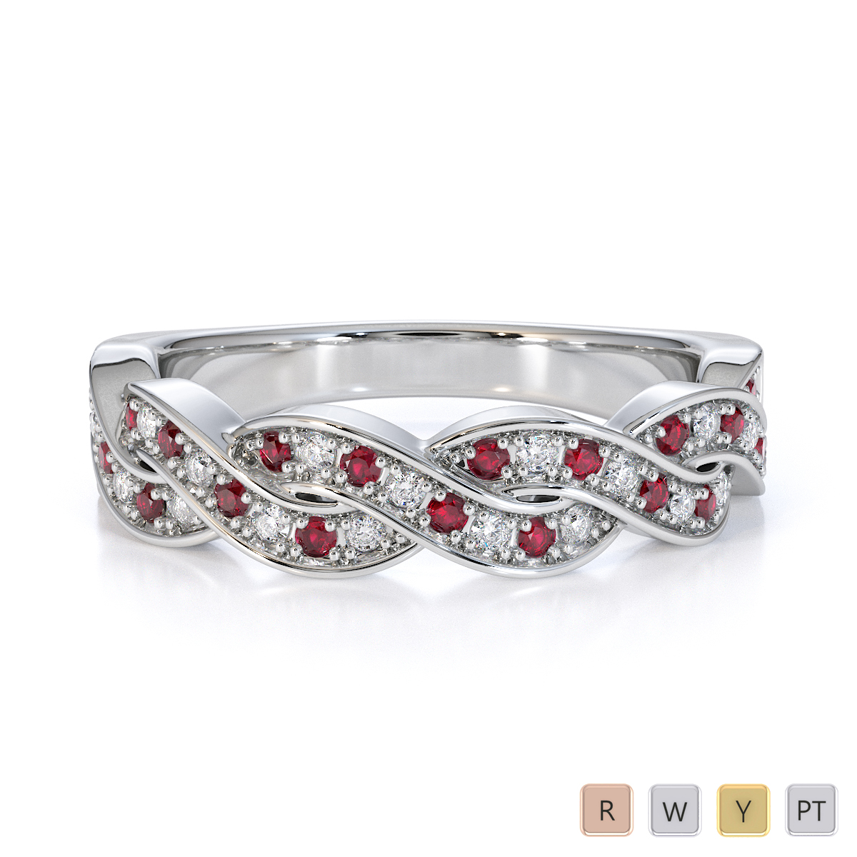 Gold / Platinum Ruby and Diamond Half Eternity Ring RZ1521
