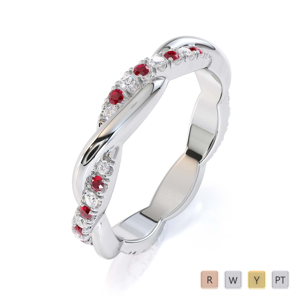 Gold / Platinum Ruby and Diamond Full Eternity Ring RZ1522
