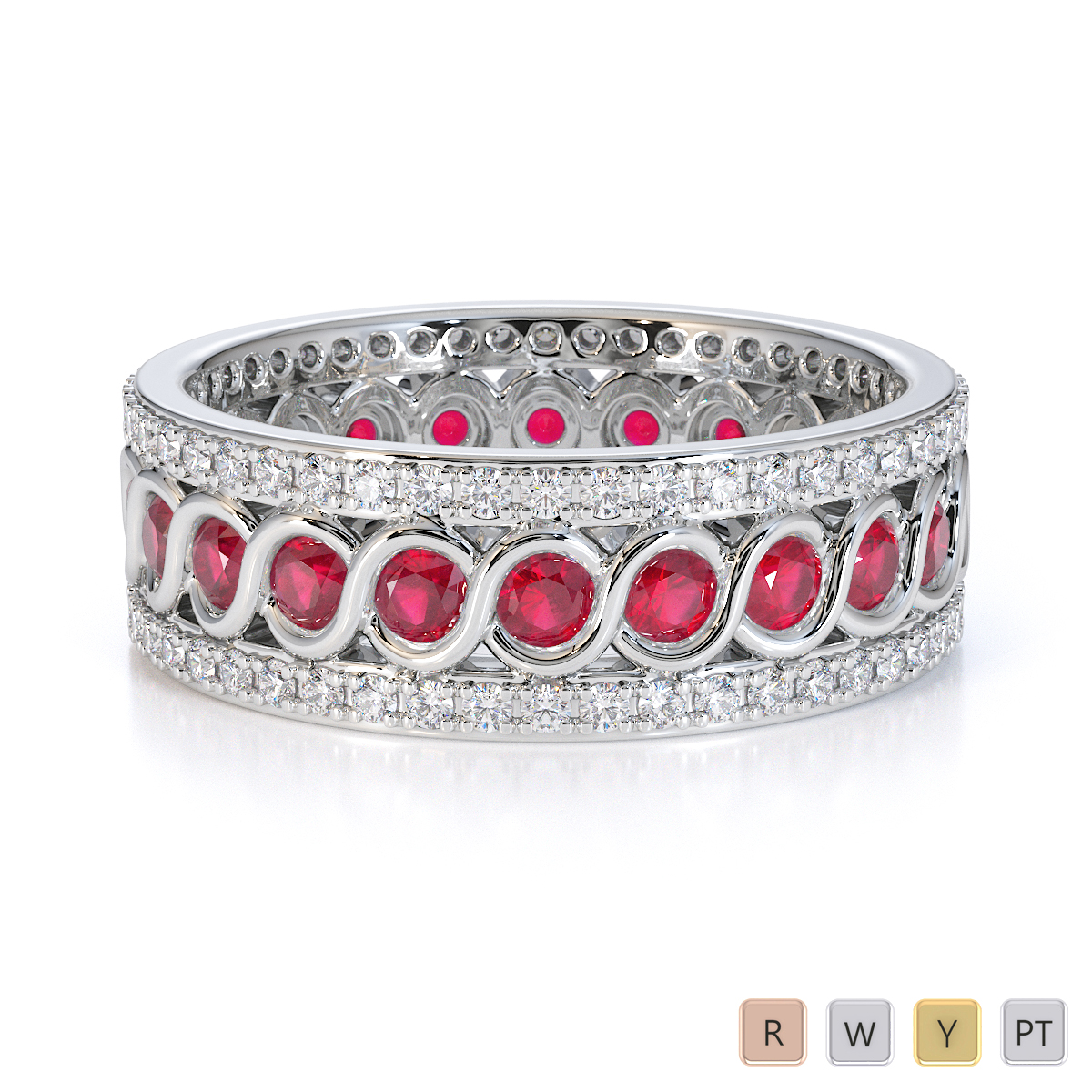 Gold / Platinum Ruby and Diamond Full Eternity Ring RZ1524
