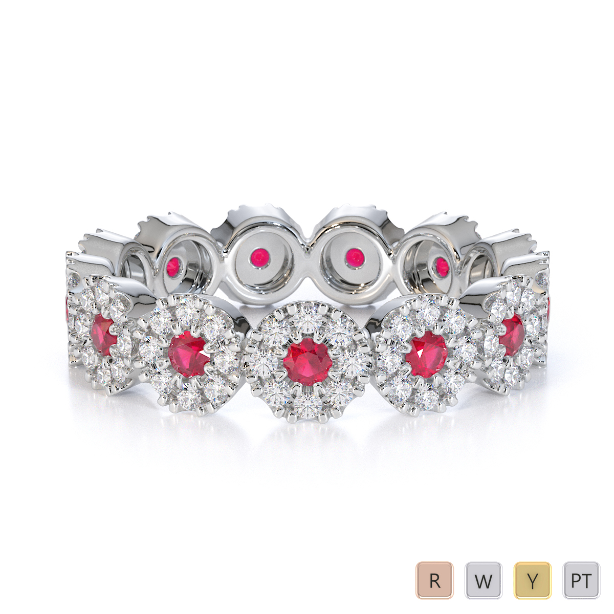 Gold / Platinum Ruby and Diamond Full Eternity Ring RZ1530