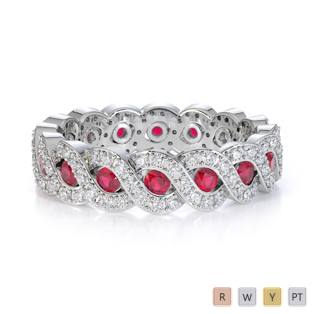 Gold / Platinum Ruby and Diamond Full Eternity Ring RZ1532