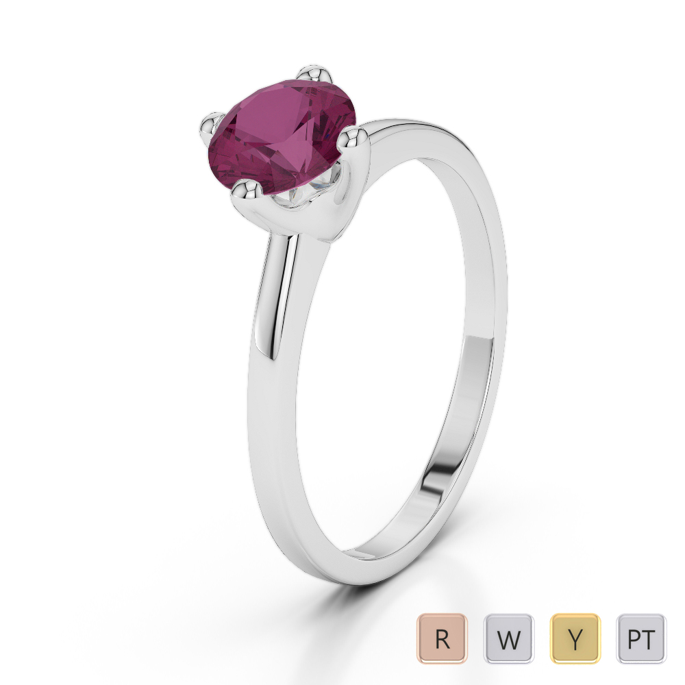 Gold / Platinum Round Cut Ruby Engagement Ring AGDR-2028